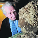 Bee keeper derrickswinfield with the huge wasps' nest