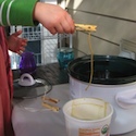 Beeswax candle dipping